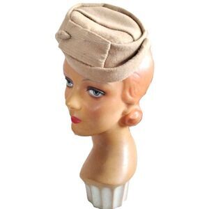 Vintage 1960s Tan Felt Mini Hat Fascinator